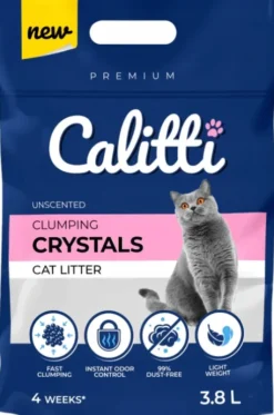 Calitti Clumping Crystal Żwirek silikonowy, bezzapachowy dla kota poj. 3,8l Pakiet 8 szt.