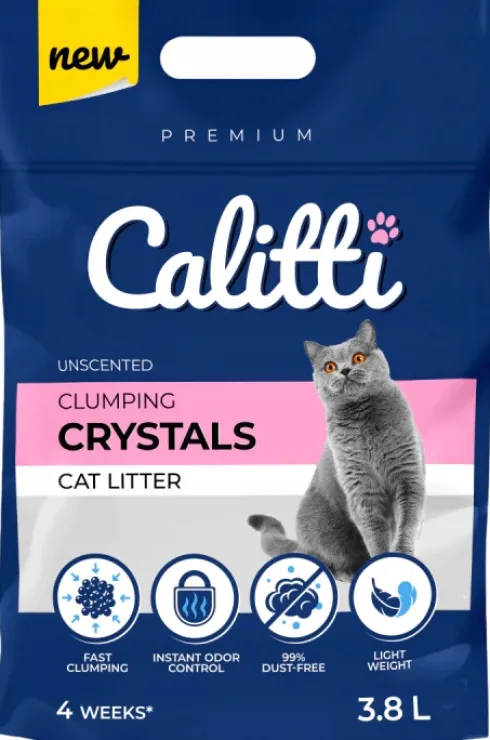 Calitti Clumping Crystal Żwirek silikonowy, bezzapachowy dla kota poj. 3,8l Pakiet 8 szt.