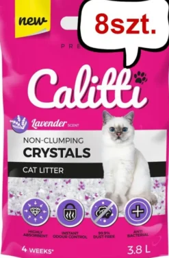 Calitti Crystal Żwirek silikonowy zapach lawenda dla kota poj. 3,8l Pakiet 8szt.