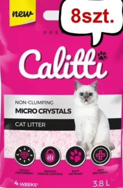 Calitti Micro Crystals Żwirek silikonowy, bezzapachowy dla kota poj. 3.8l Pakiet 8szt.