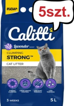 Calitti Strong Lavender Żwirek bentonitowy zapach lawenda dla kota poj. 5l Pakiet 5szt. [25l]