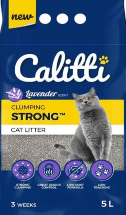 Calitti Strong Lavender Żwirek bentonitowy zapach lawenda dla kota poj. 5l Pakiet 5szt. [25l]