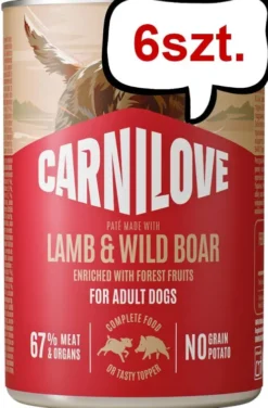 Carnilove Adult Lamb&Wild Boar Pate Mokra Karma dla psa op. 400g Pakiet 6szt.