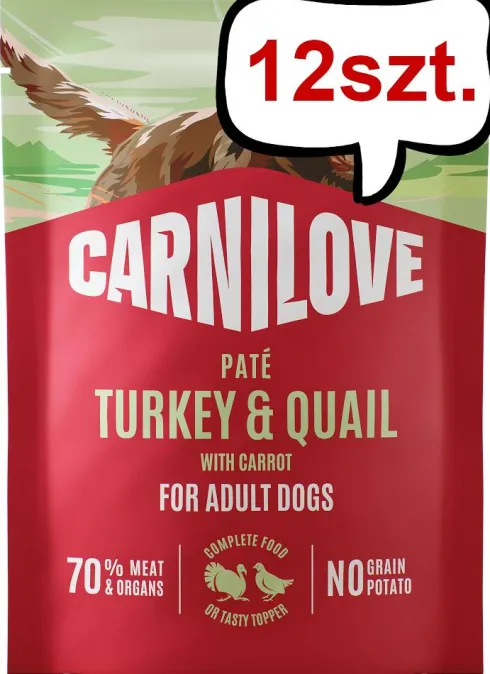 Carnilove Adult Turkey&Quail Pate Mokra Karma dla psa op. 300g Pakiet 12szt. SASZETKA
