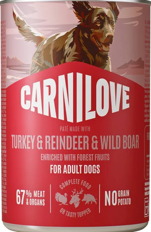 Carnilove Adult Turkey&Reindeer&Wild Boar Pate Mokra Karma dla psa op. 400g Pakiet 6szt.