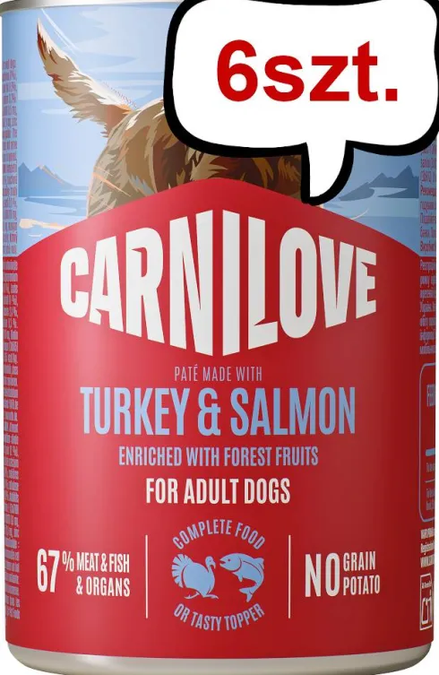 Carnilove Adult Turkey&Salmon Pate Mokra Karma dla psa op. 400g Pakiet 6szt.