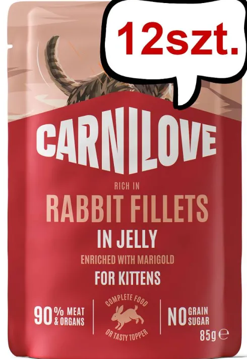 Carnilove Cat Kitten Rabbit Fillets in Jelly Mokra Karma dla kociąt op. 85g Pakiet 12szt.