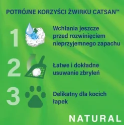 Catsan Natural Żwirek roślinny zbrylający dla kota poj. 20l