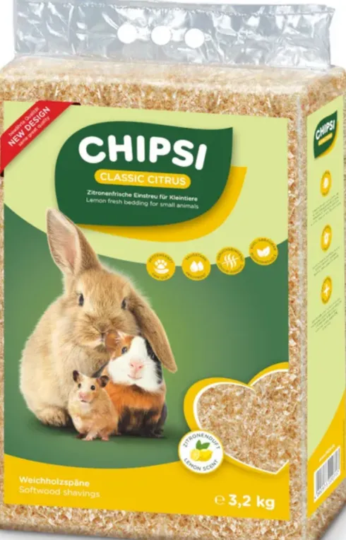 Chipsi Trociny prasowane o zapachu cytrynowym dla zwierząt op. 3.2kg (60l)