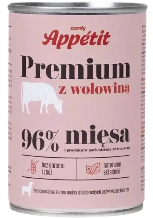 Comfy Appetit Premium z Wołowiną Mokra karma dla psa 400g WYPRZEDAŻ