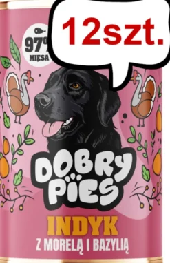 Dobry Pies Adult Indyk z morelą i bazylią Mokra karma dla psa op. 400g Pakiet 12szt.