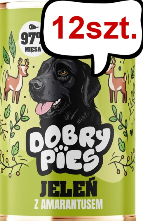 Dobry Pies Adult Jeleń z amarantusem Mokra karma dla psa op. 400g Pakiet 12szt.