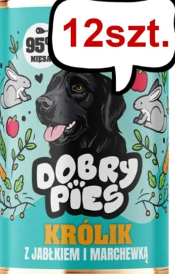Dobry Pies Adult Królik z jabłkiem i marchewką Mokra karma dla psa op. 400g Pakiet 12szt.
