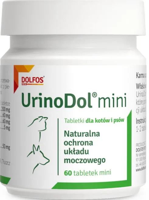 Dolfos Preparat na drogi moczowe Urinodol DOG&CAT MINI dla psa i kota op. 60 tabletek