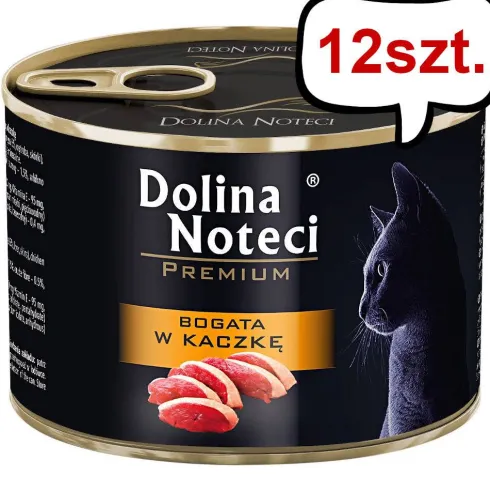 Dolina Noteci Premium Bogata w Kaczkę Mokra Karma dla kota op. 185g Pakiet 12szt.