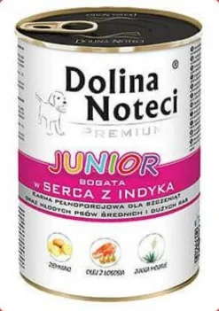 Dolina Noteci Premium Junior Serca Indyka Mokra Karma dla szczeniaka op. 400g Pakiet 12szt.
