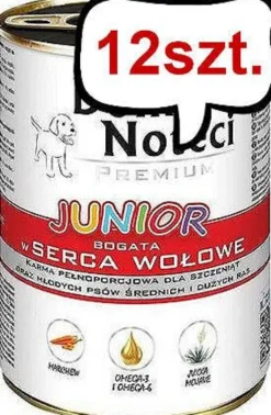 Dolina Noteci Premium Junior Serca Wołowe Mokra Karma dla szczeniaka op. 400g Pakiet 12szt.