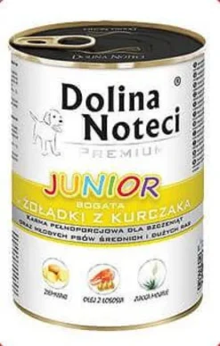 Dolina Noteci Premium Junior Żołądki Kurczak Mokra Karma dla szczeniaka op. 400g Pakiet 12szt.