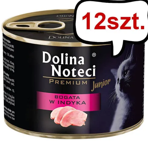 Dolina Noteci Premium Kitten Bogata w Indyka Mokra Karma dla kociąt op. 185g Pakiet 12szt.