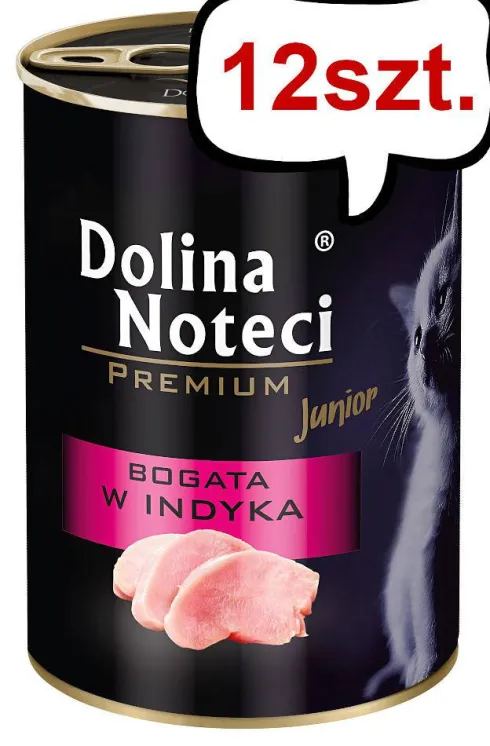 Dolina Noteci Premium Kitten Bogata w Indyka Mokra Karma dla kociąt op. 400g Pakiet 12szt.