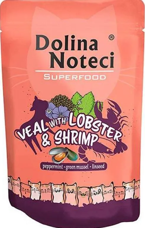 Dolina Noteci Superfood Adult Cielęcina z homarem i krewetkami Mokra Karma dla kota op. 10x85g