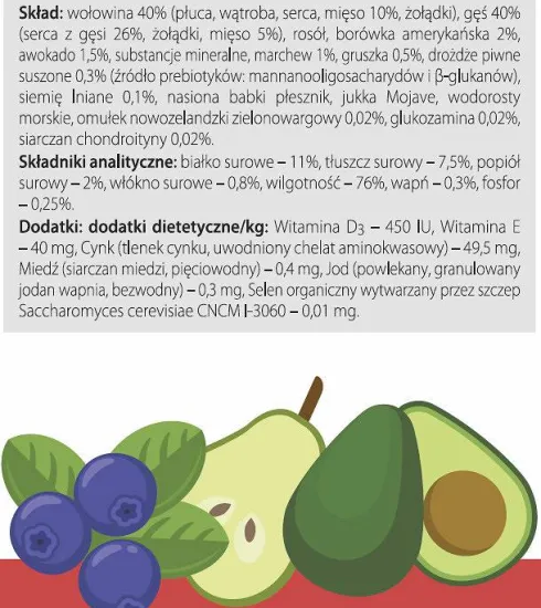 Dolina Noteci Superfood Wołowina z sercami gęsi Mokra karma dla psa op. 800g
