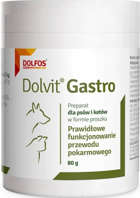 Dolvit Preparat na funkcjonowanie przewodu pokarmowego Gastro dla psa i kota op. 80g
