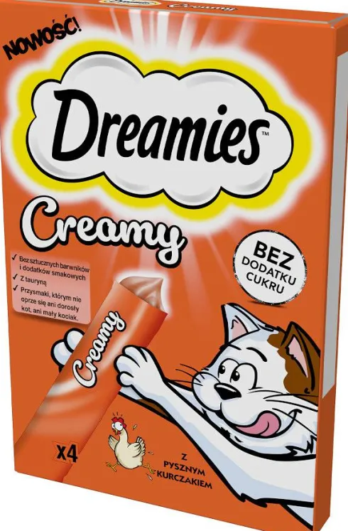 Dreamies Creamy Przysmak z kurczakiem dla kota op. 4x10g PAKIET 11szt.