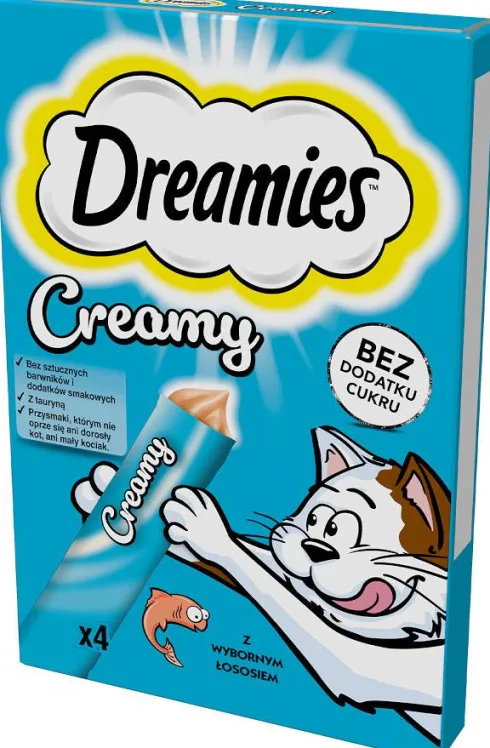 Dreamies Creamy Przysmak z łososiem dla kota op. 4x10g PAKIET 11szt.