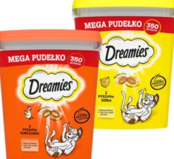 Dreamies Przysmak Mega Pudełko Pyszny Kurczak i ser dla kota op. 350g Pakiet 2szt.