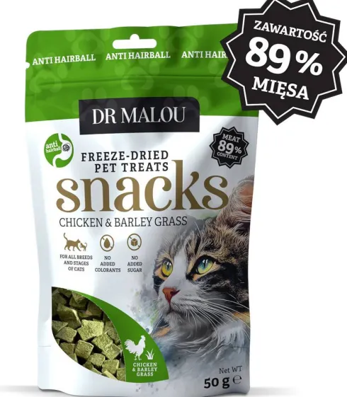 Dr Malou Przysmak Chicken&Barley Grass dla kota op. 50g