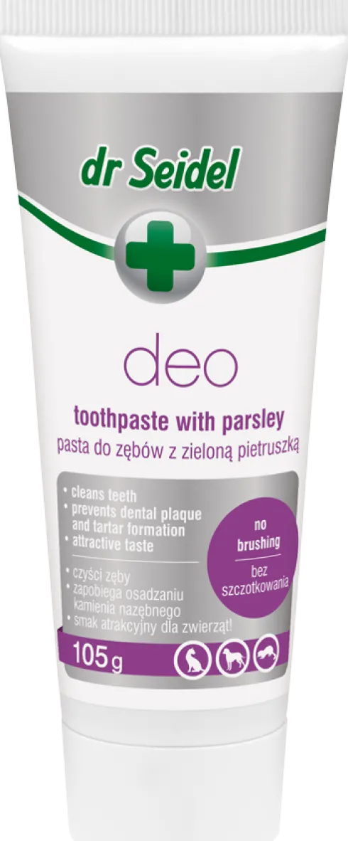 Dr Seidel Pasta do zębów DEO z zieloną pietruszką dla psa i kota op. 105g