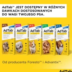 Elanco AdTab Tabletka na kleszcze i pchły 112.5mg dla psa o wadze 2.5kg-5.5kg op. 1szt. Pakiet 3szt.