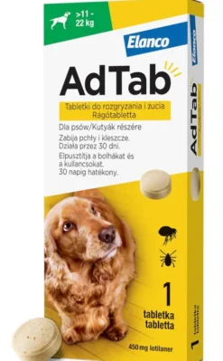 Elanco AdTab Tabletka na kleszcze i pchły 450mg dla psa o wadze 11kg-22kg op. 1szt. Pakiet 3szt.