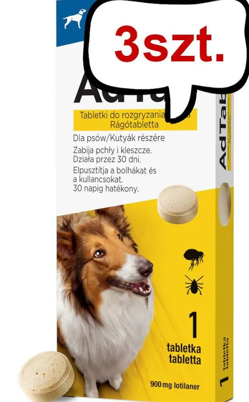 Elanco AdTab Tabletka na kleszcze i pchły 900mg dla psa o wadze 22kg-45kg op. 1szt. Pakiet 3szt.