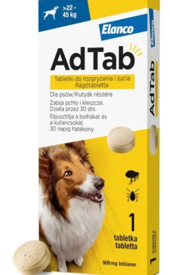 Elanco AdTab Tabletka na kleszcze i pchły 900mg dla psa o wadze 22kg-45kg op. 1szt. Pakiet 3szt.