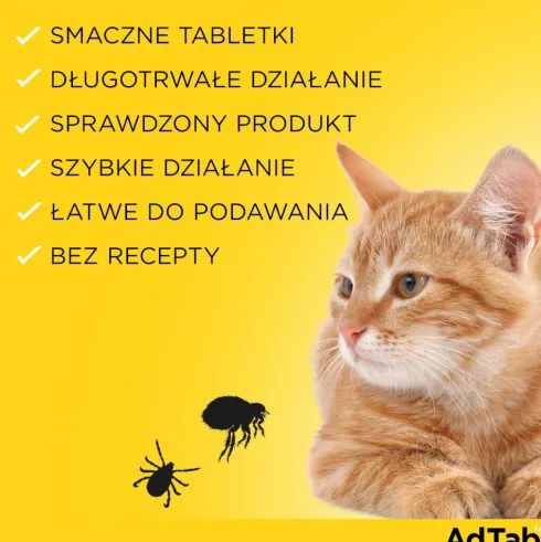 Elanco AdTab Tabletka na kleszcze i pchły 48mg dla kota o wadze 2kg-8kg op. 1szt.
