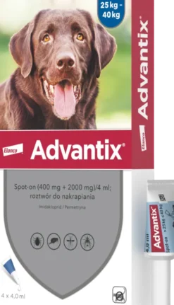 Elanco Advantix Krople na kleszcze i pchły dla psa 25-40kg op. 4ml (4 pipety)