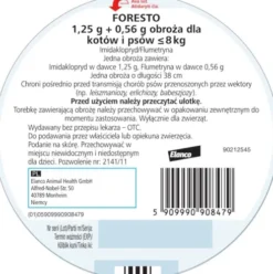 Elanco Foresto Obroża na kleszcze i pchły dla psa i kota poniżej 8kg dł. 38cm