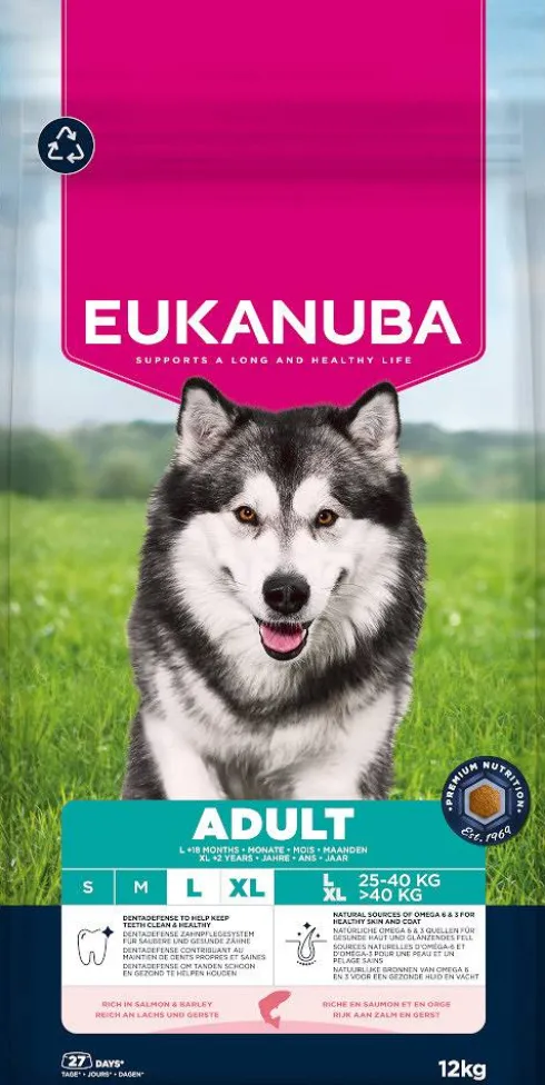 Eukanuba Adult Large&Extra Large Salmon&Barley Sucha Karma dla psa op. 2x12kg MEGA-PAK