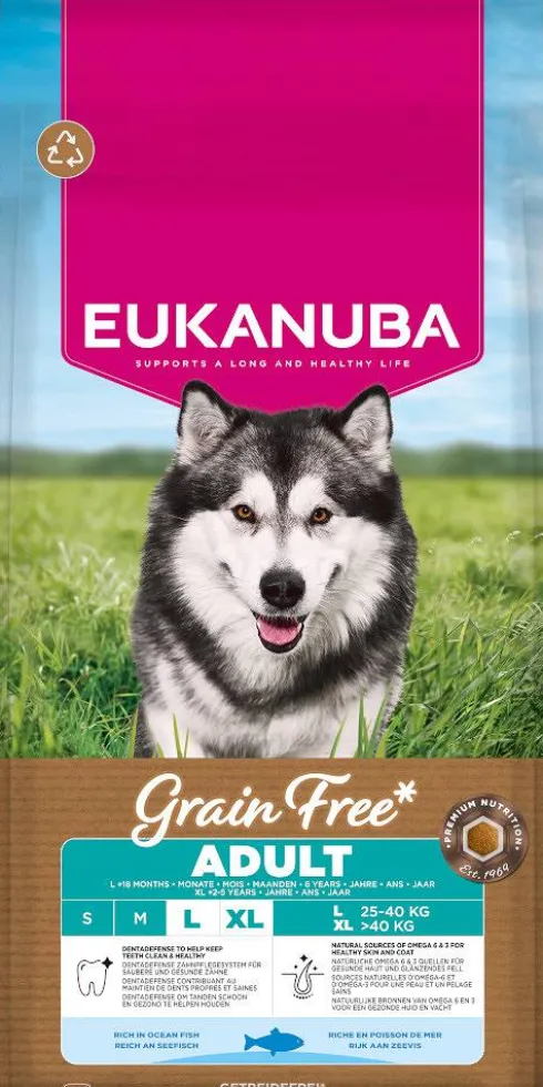 Eukanuba Grain Free Adult Large&Extra Large Ocean Fish Sucha Karma dla psa op. 2x12kg MEGA-PAK