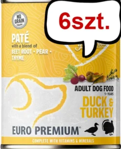 Euro Premium Pate Adult Duck&Turkey Mokra Karma dla psa op. 400g Pakiet 6szt. WYPRZEDAŻ