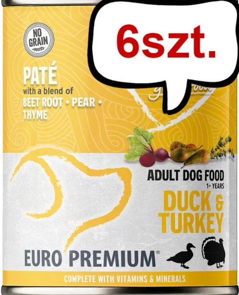 Euro Premium Pate Adult Duck&Turkey Mokra Karma dla psa op. 400g Pakiet 6szt. WYPRZEDAŻ