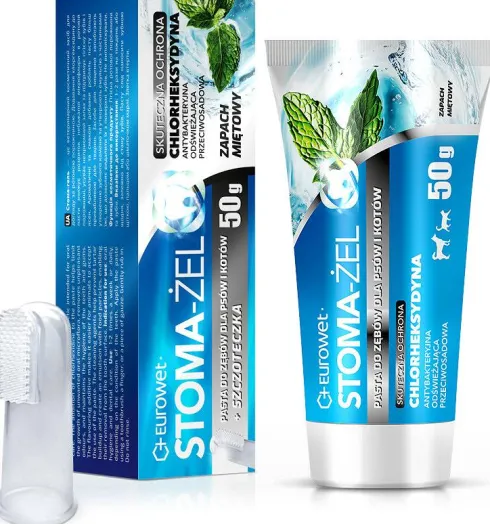 Eurowet Stoma-Żel ZAPACH MIĘTA Pasta do pielęgnacji uzębienia dla psa i kota op. 50g