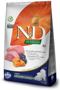 Farmina N&D Pumpkin Puppy Medium/Maxi Lamb&Blueberry Sucha Karma dla szczeniaka op. 2x12kg MEGA-PAK
