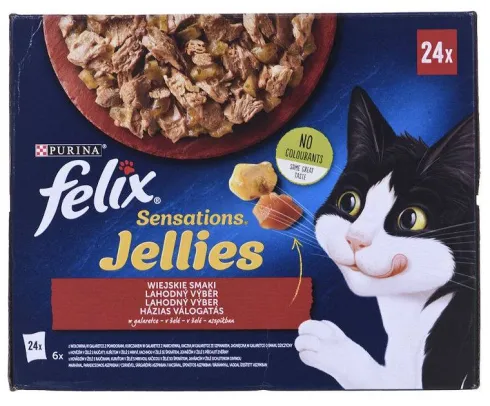 Felix Sensation Jelles Adult Wiejskie smaki w galaretce Mokra Karma dla kota op. 2x(24x85g) Pakiet