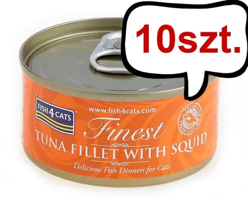 Fish4Cats Tuńczyk z Kałamarnicą Mokra Karma dla kota op. 70g Pakiet 10szt.