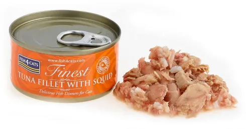 Fish4Cats Tuńczyk z Kałamarnicą Mokra Karma dla kota op. 70g Pakiet 10szt.
