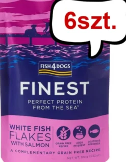 Fish4Dogs Finest White Fish Flakes with Salmon Mokra Karma dla psa op. 100g Pakiet 6szt.