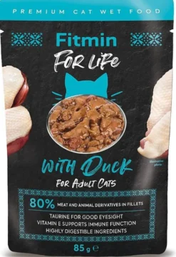 Fitmin For Life Cats Adult with Duck Mokra Karma dla kota op. 85g Pakiet 12szt.